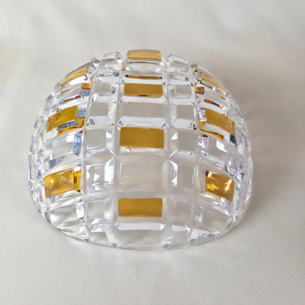 Vintage Julia Poland Amber Cut to Clear Crystal Bowl Set 8